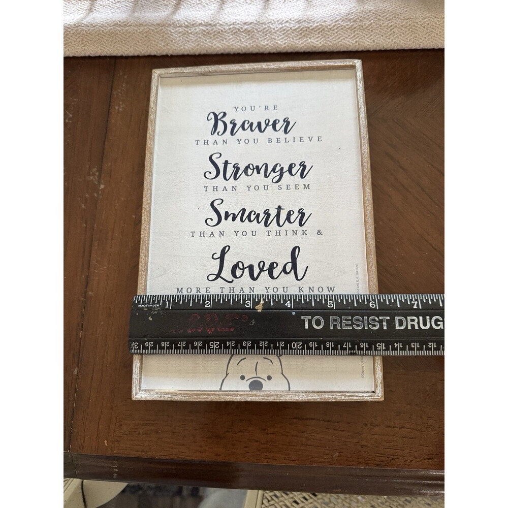 Winnie-The-Pooh You Are Braver Whitewash  Wall/Table Decor Sign New No Box - Picture 3 of 4